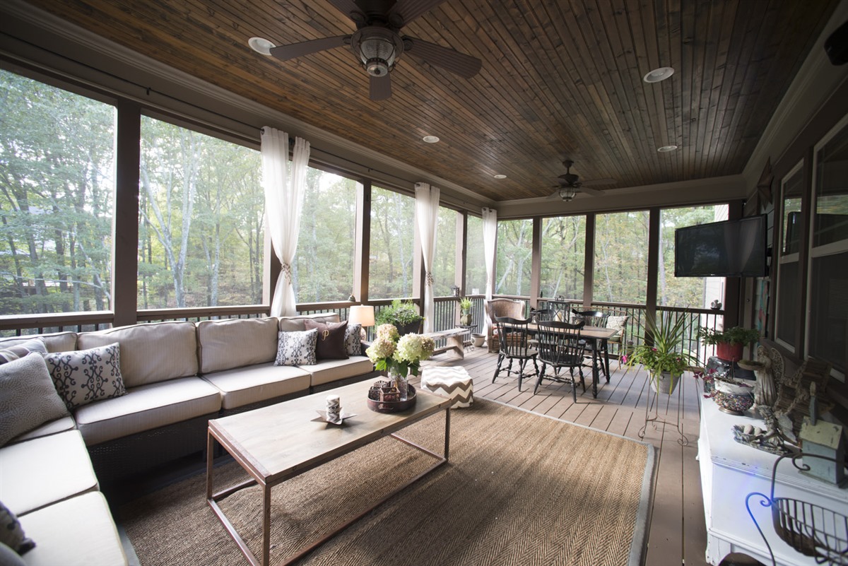 Indoor-outdoor living spaces, like this one shown in a Pratt Home Builders home, are trendy now.
