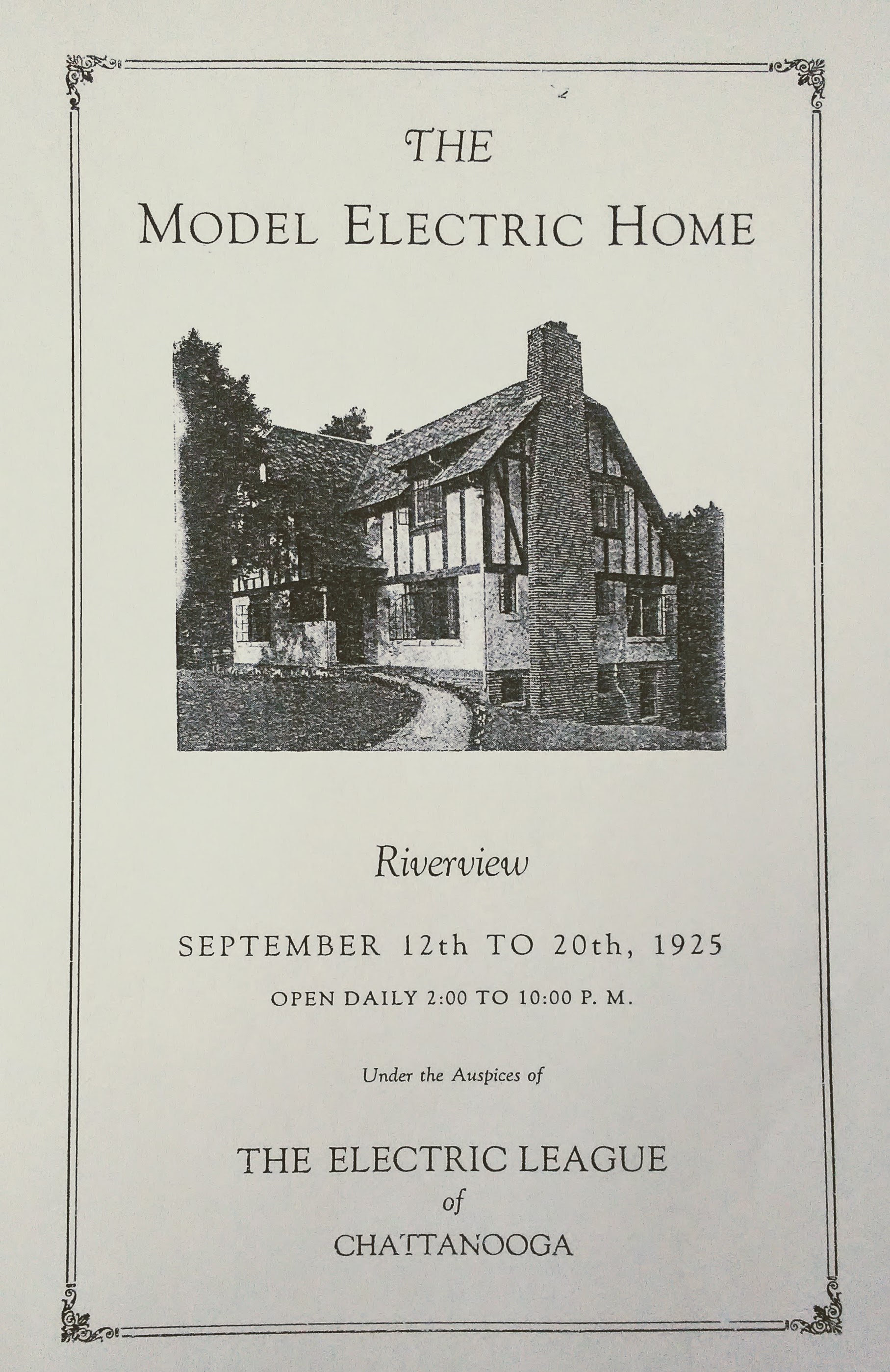 The cover of the 1925 brochure for public tours of The Model Electric Home in North Chattanooga's Riverview neighborhood.