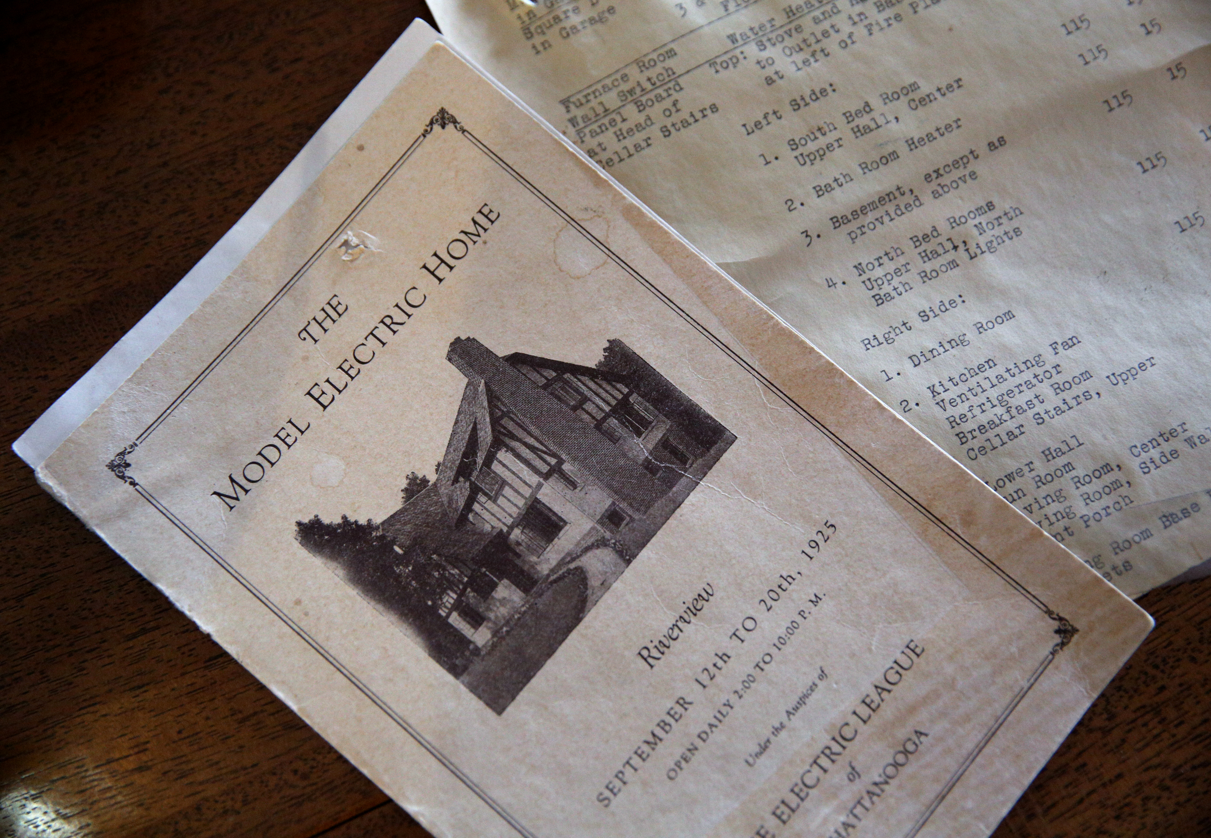 When pulling up linoleum in a closet years ago, Barbara Blake and her husband found brochures explaining their Sunset Road house was built by The Electric League of Chattanooga and opened to the public in September 1925 as Ҕhe Model Electric Home.ӠSeveral of the features original to the house are still in service.