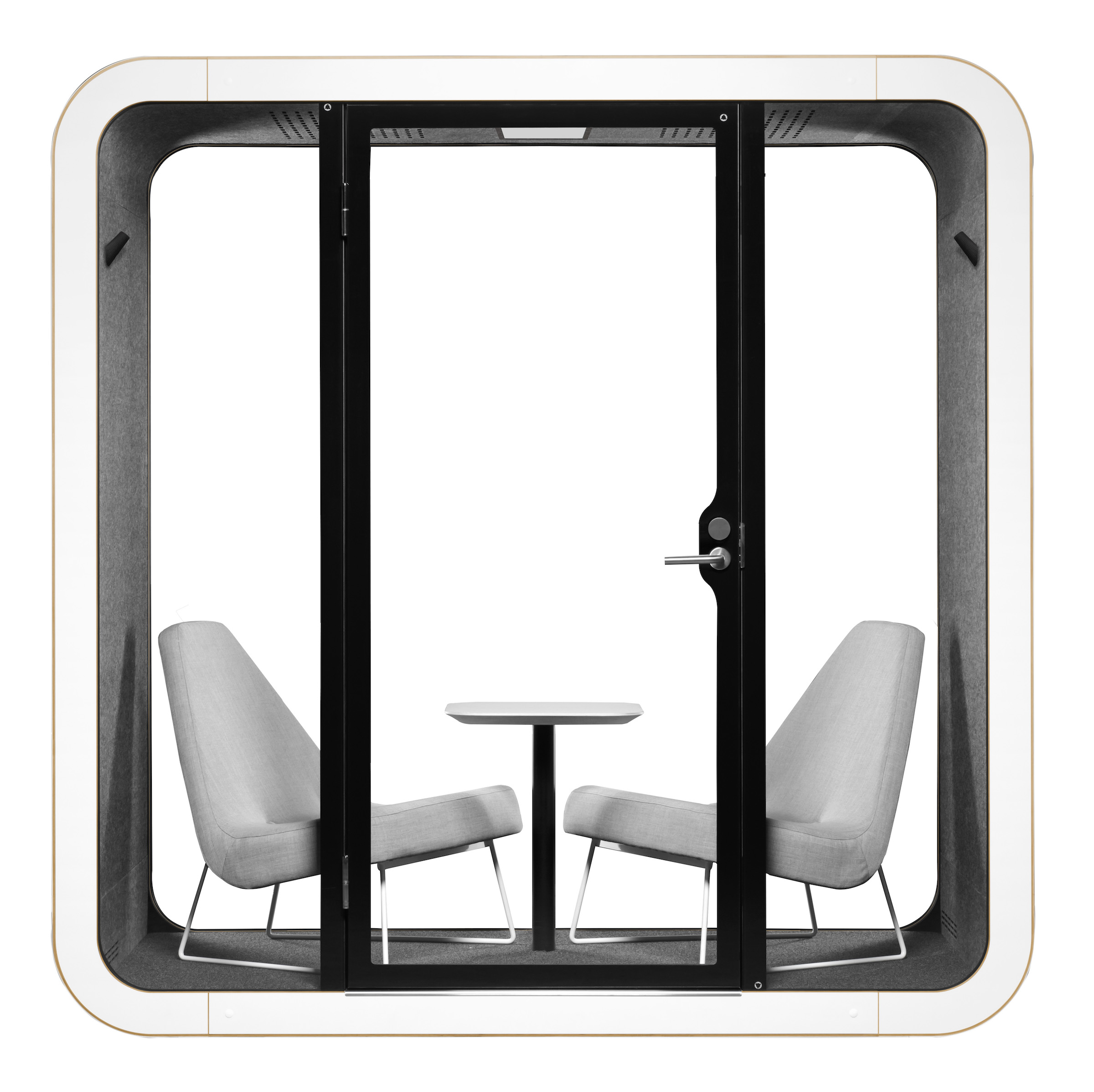 The Finnish-made Framery Q two-seater phone booth.