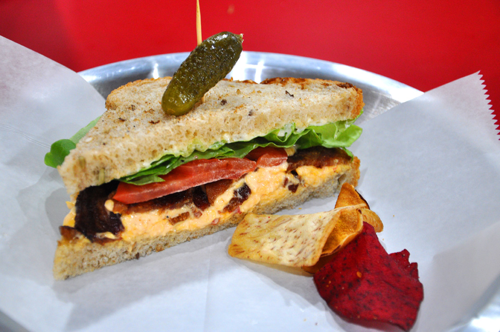 Pimiento and cheese and bacon "sammich" at Caféon the Park. (Photo by Mark Gilliland)