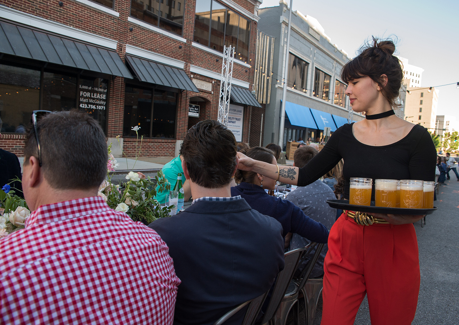 Chole Wright serving Goose Island beer
