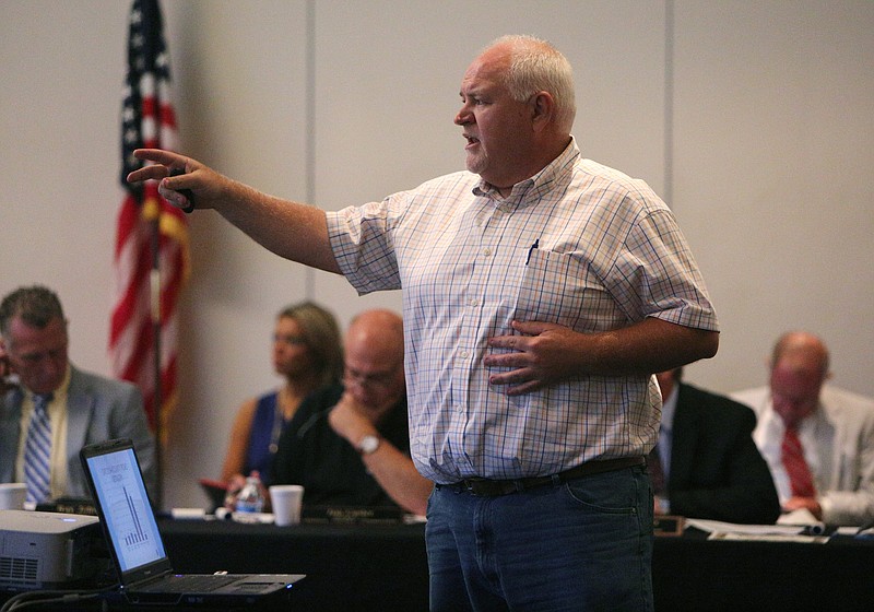 Public Works Director Donald Brown speaks about bridges during a work session Monday, July 31, 2017, at the Catoosa County Colonnade in Ringgold, Ga. The Catoosa County Commission, Ringgold City Council and Fort Oglethorpe City Council held an Intergovernmental Work Session to discuss how to divide sales tax revenue, the county jail and more. 