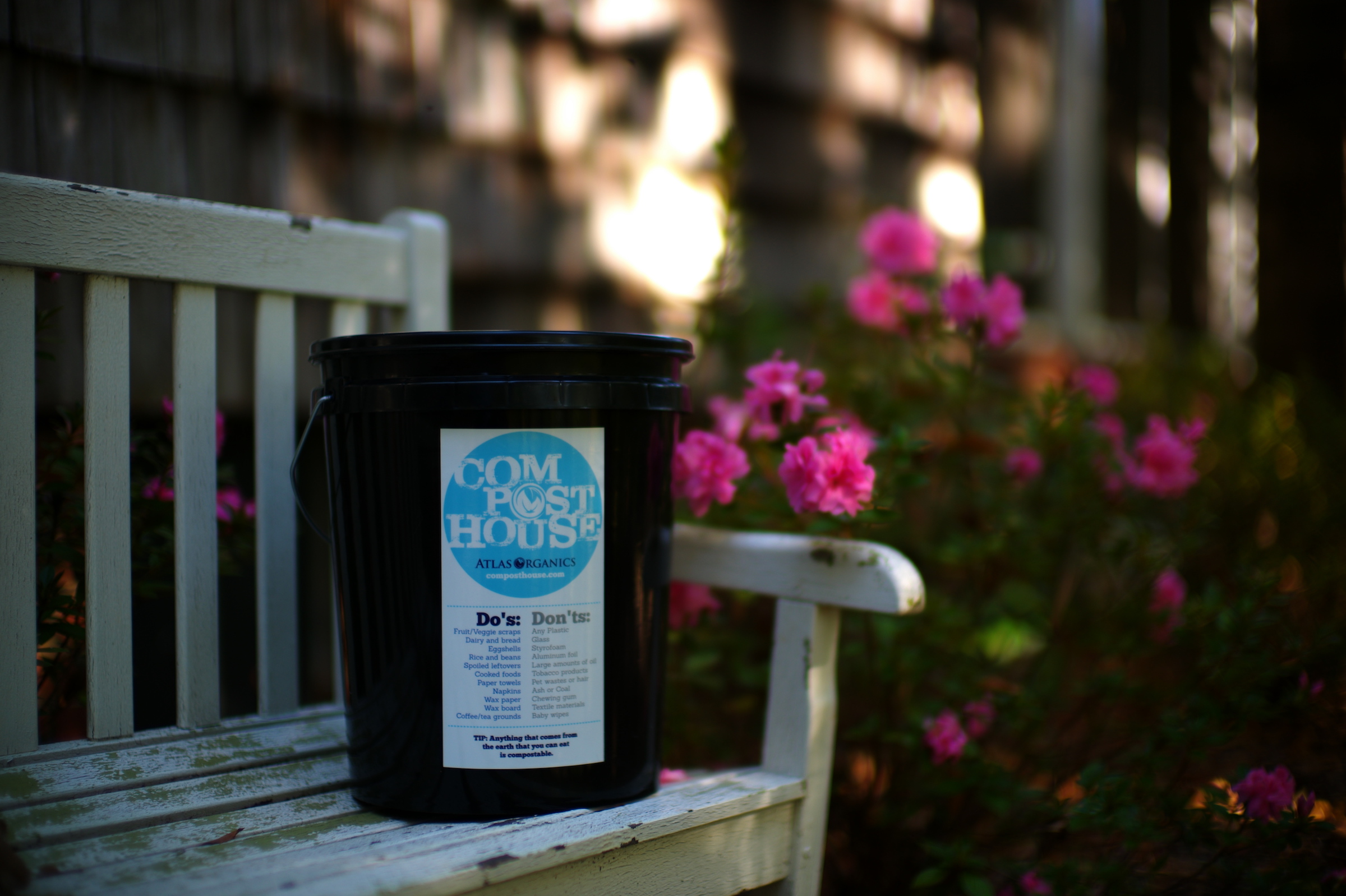 A Compost House bucket awaiting weekly collection.