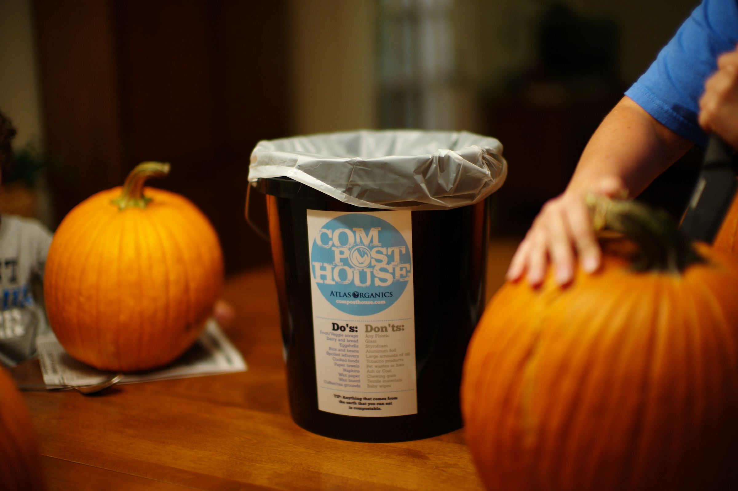 A Compost House customer using the program to recycle organic waste from pumpkin carving.