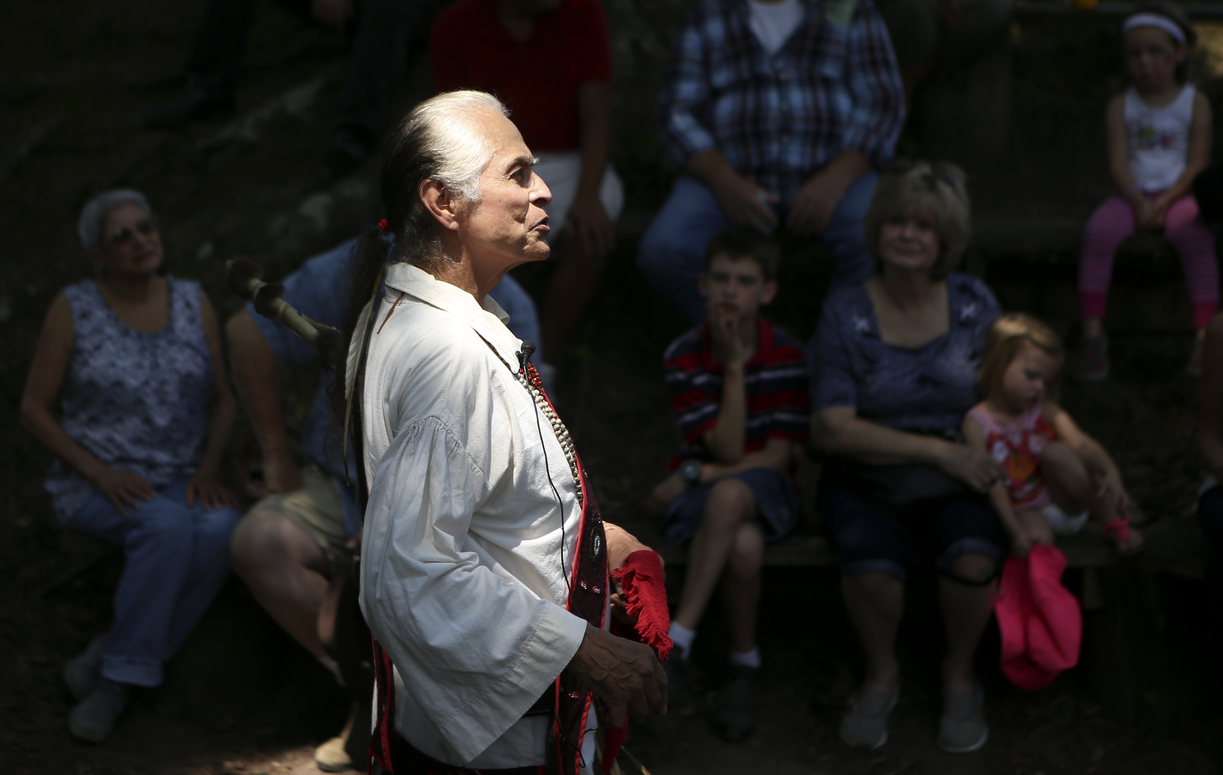 Fred Bradley tells a story during the 2017 Cherokee Cultural Celebration at Red Clay State Historic Park on Sunday, Aug. 6, in Cleveland, Tenn.