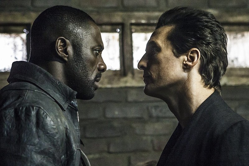 
              This image released by Sony Pictures shows Idris Elba, left, and Matthew McConaughey in the Columbia Pictures film, "The Dark Tower." (Ilze Kitshoff/Columbia Pictures/Sony via AP)
            