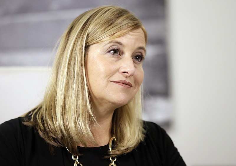 
              Nashville Mayor Megan Barry listens to a question during a news conference in her office Monday, Aug. 7, 2017, in Nashville, Tenn. Barry held the news conference on her first day back at work since her son's shocking death July 29 from a drug overdose. (AP Photo/Mark Humphrey)
            