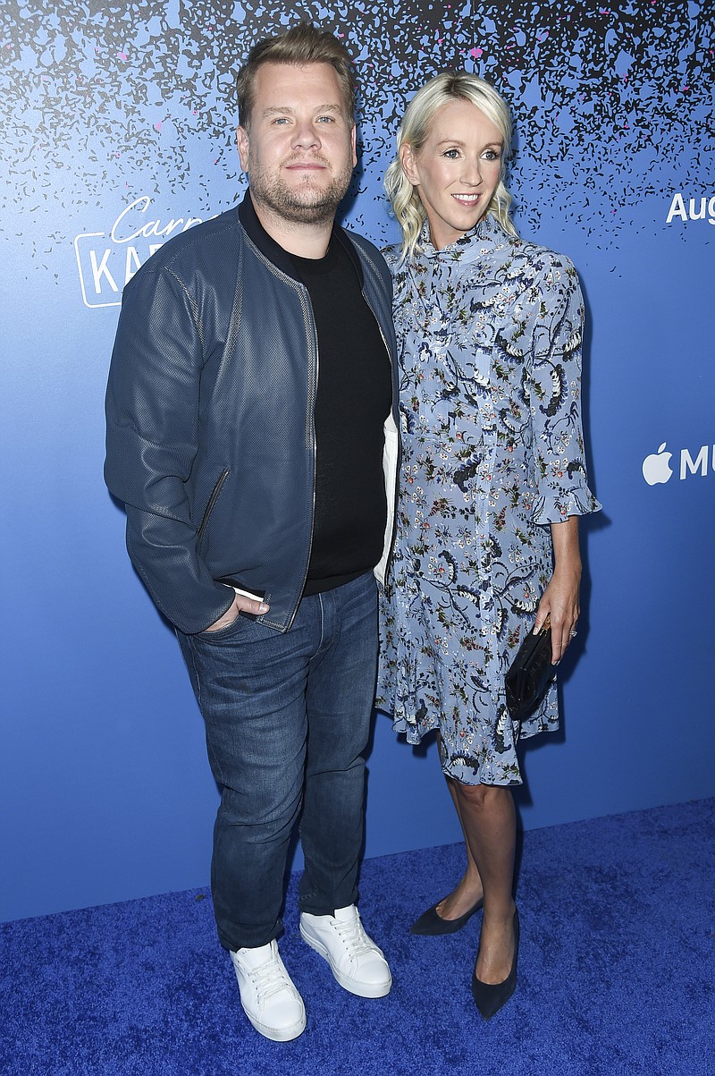 
              James Corden, from left, and Julia Carey attend Carpool Karaoke: The Series launch event at the Chateau Marmont Hotel on Monday, Aug. 7, 2017, in Los Angeles. (Photo by Richard Shotwell/Invision/AP)
            