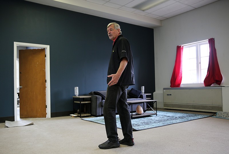 Dave Holscher, general manager of the Tivoli Theatre, points out upgrades being made to the dressing rooms Friday, Aug. 11, 2017 at the Walker Theatre in Chattanooga, Tenn. Work is being done to improve the theater with updates including new lights, sounds, renovations to dressing rooms and more. 