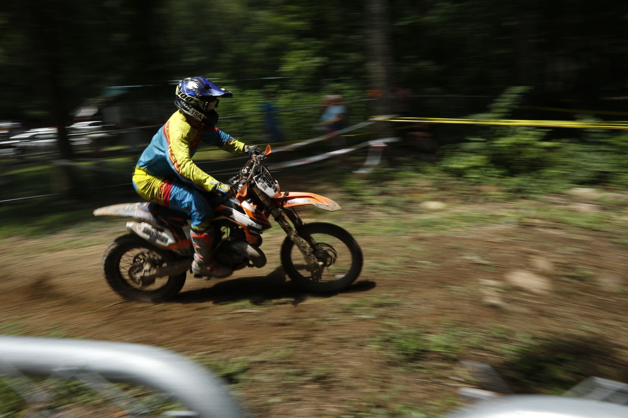 Josh Scott competes in the Kenda AMA Tennessee Knockout Extreme Enduro road race amateur qualifier at Trials Training Center on Saturday, Aug. 12, 2017, in Sequatchie, Tenn. The top 30 qualifiers in Saturdays races will compete alongside professionals on Sunday.