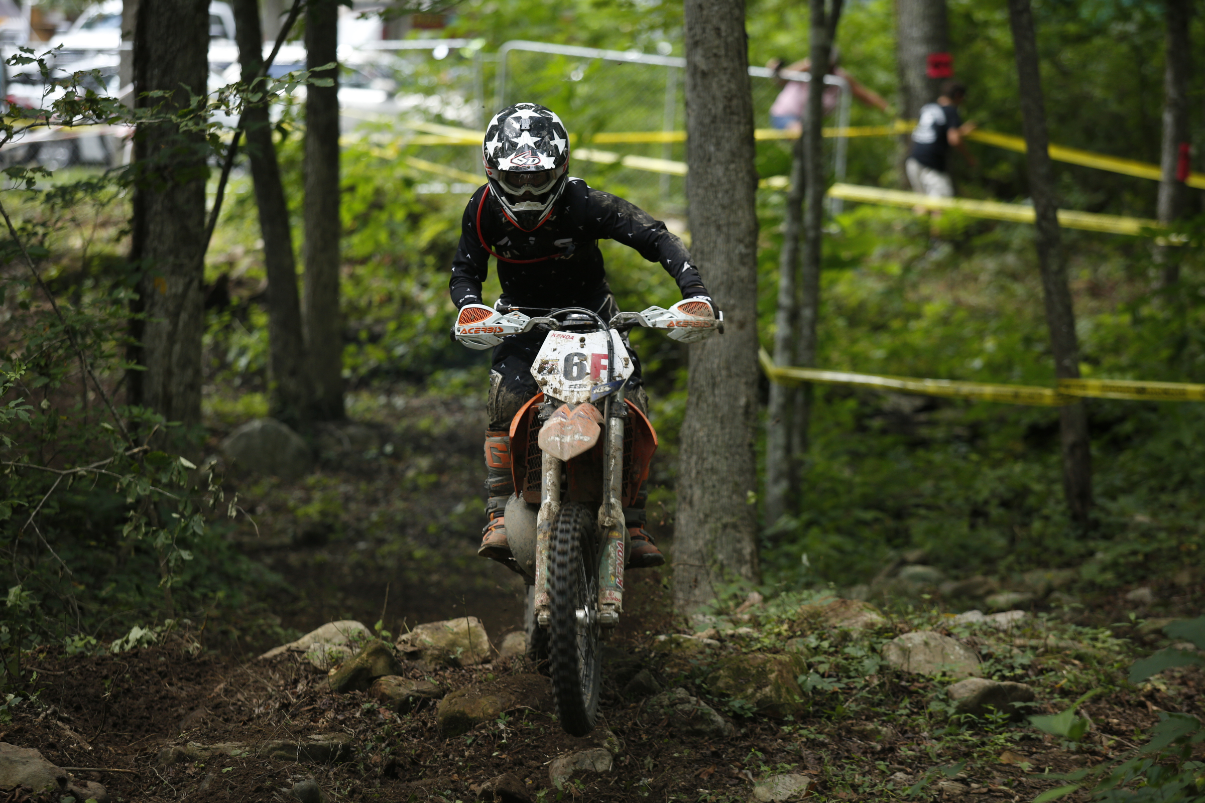 Jordan Artibani competes in the Kenda AMA Tennessee Knockout Extreme Enduro road race amateur qualifier at Trials Training Center on Saturday, Aug. 12, 2017, in Sequatchie, Tenn. The top 30 qualifiers in Saturdays races will compete alongside professionals on Sunday.