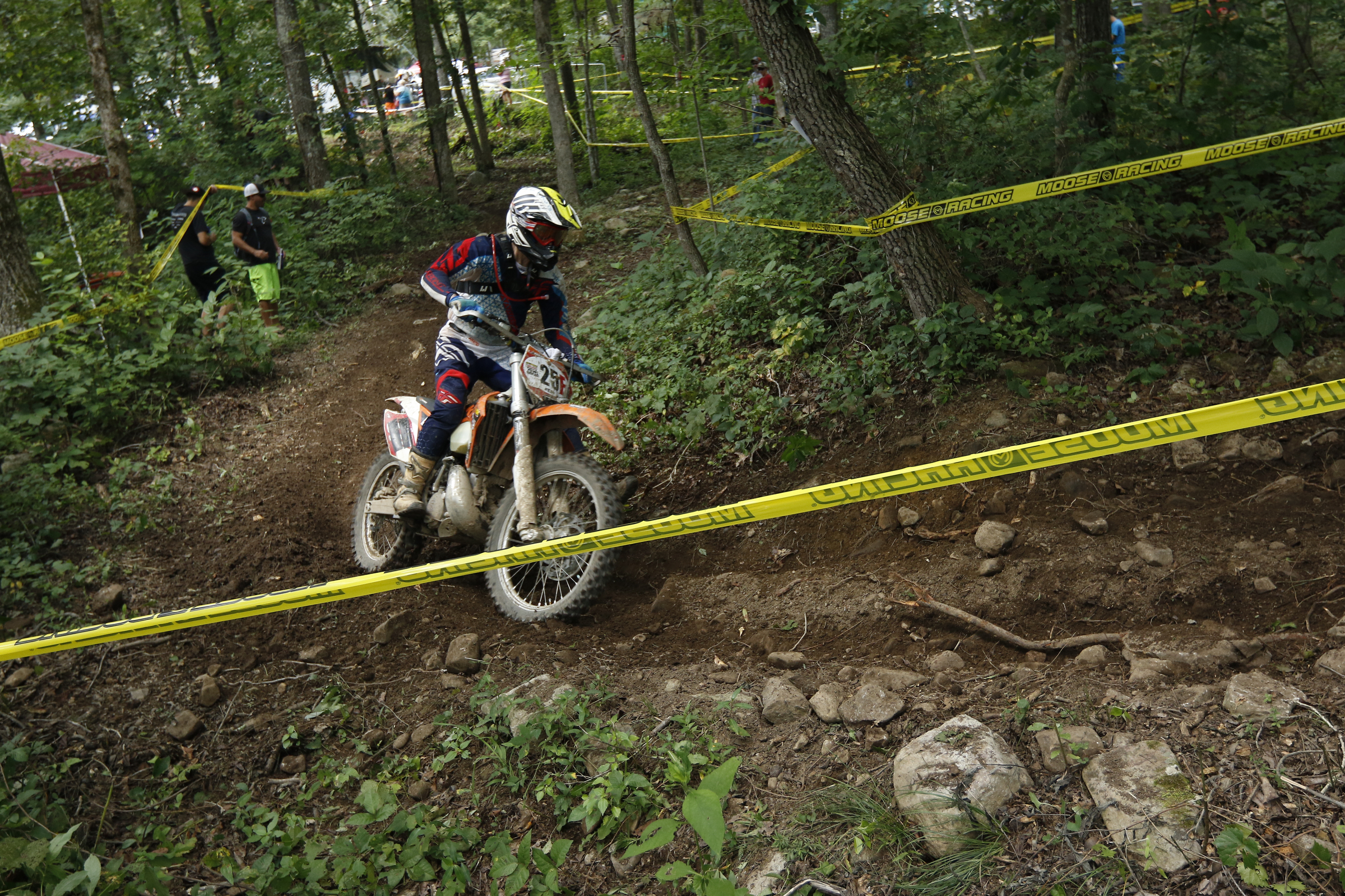 Jeremiah Burkhart competes in the Kenda AMA Tennessee Knockout Extreme Enduro road race amateur qualifier at Trials Training Center on Saturday, Aug. 12, 2017, in Sequatchie, Tenn. The top 30 qualifiers in Saturdays races will compete alongside professionals on Sunday.
