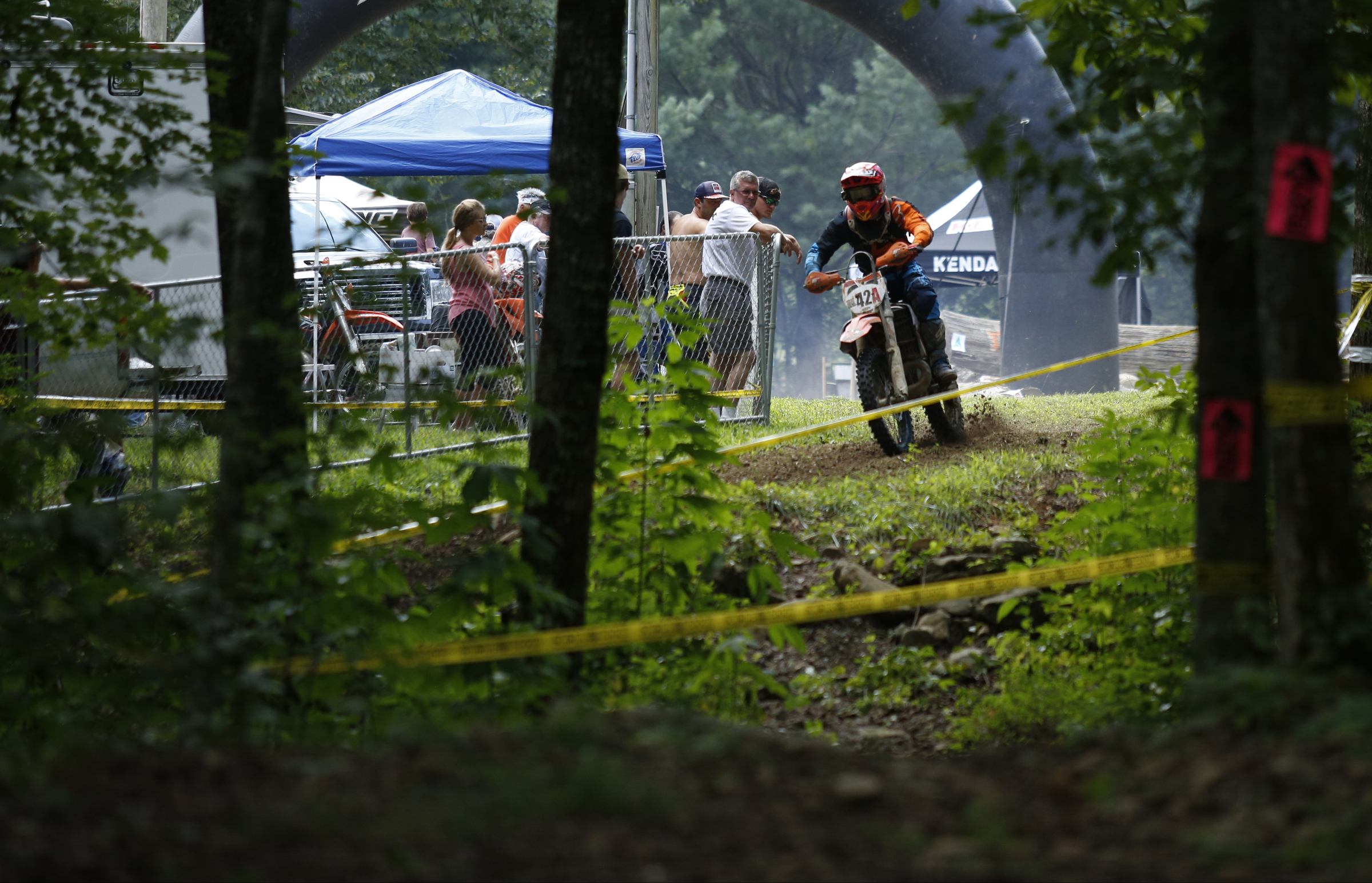 Andrew Failmezger competes in the Kenda AMA Tennessee Knockout Extreme Enduro road race amateur qualifier at Trials Training Center on Saturday, Aug. 12, 2017, in Sequatchie, Tenn. The top 30 qualifiers in Saturdays races will compete alongside professionals on Sunday.