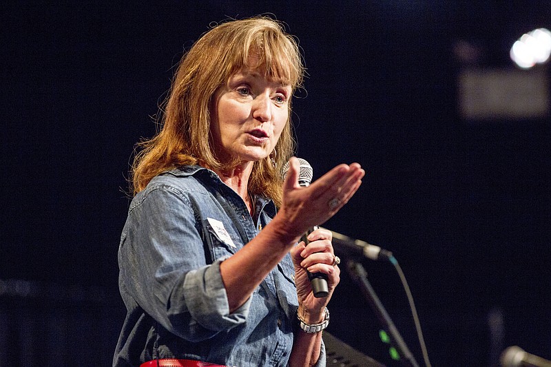 
              House Speaker Beth Harwell, a Republican candidate for Tennessee governor, speaks at a fundraiser in Franklin, Tenn., on Sunday, Aug. 6, 2017. With the field largely set, some of the candidates have begun taking aim at each other in public appearances. (AP Photo/Erik Schelzig)
            