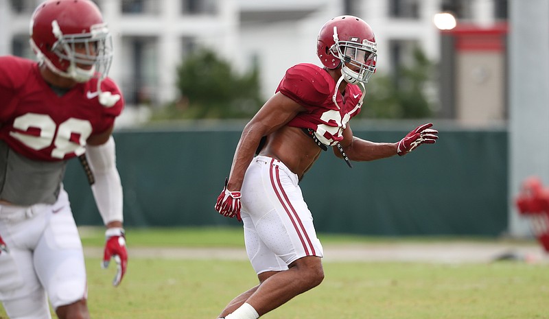 Alabama junior defensive back Minkah Fitzpatrick competes in a practice earlier this week in Tuscaloosa.