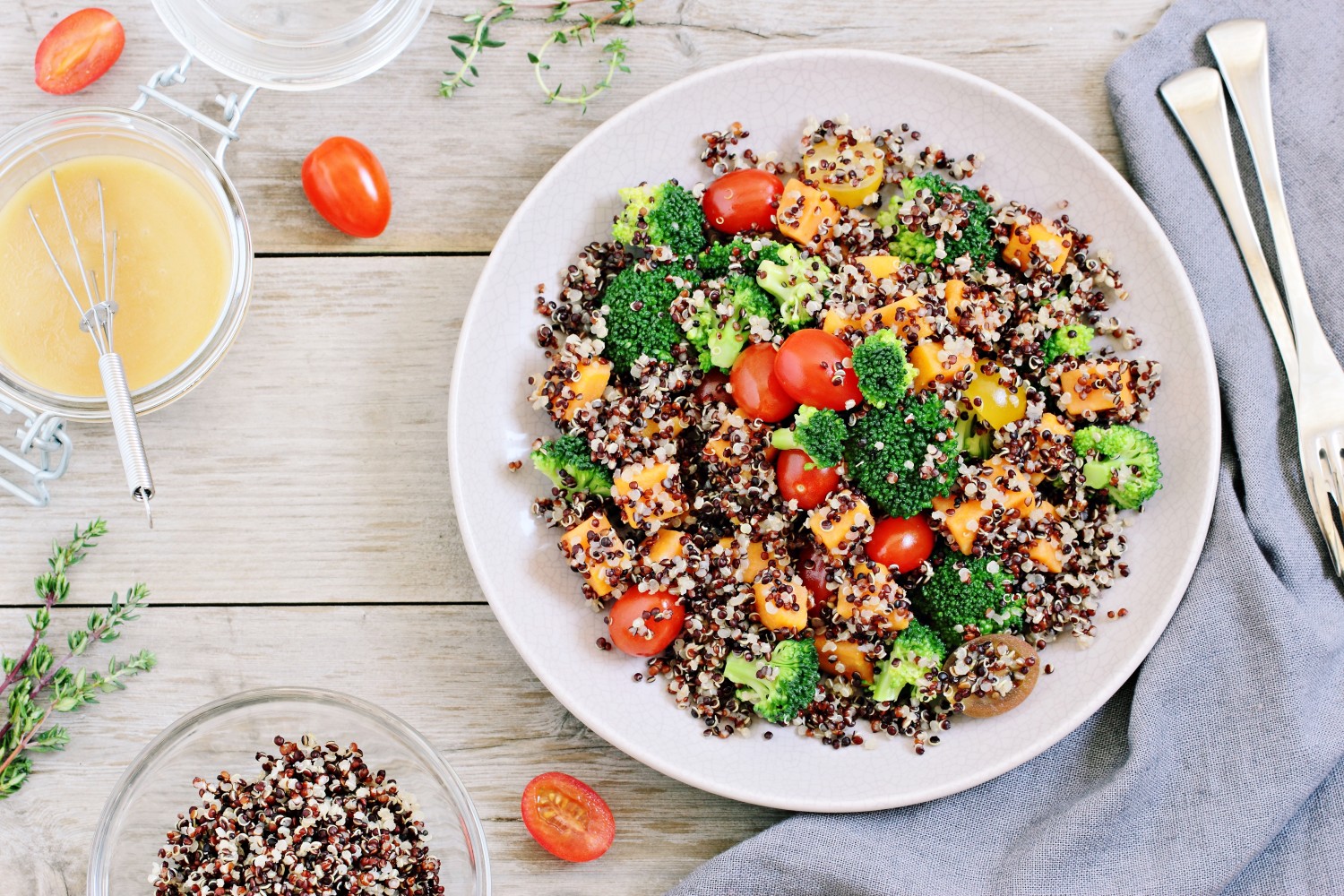 Try quinoa in place of rice, or to add texture and body to side salads. The nutty flavor is a great compliment to fall flavors soon to be in season.
