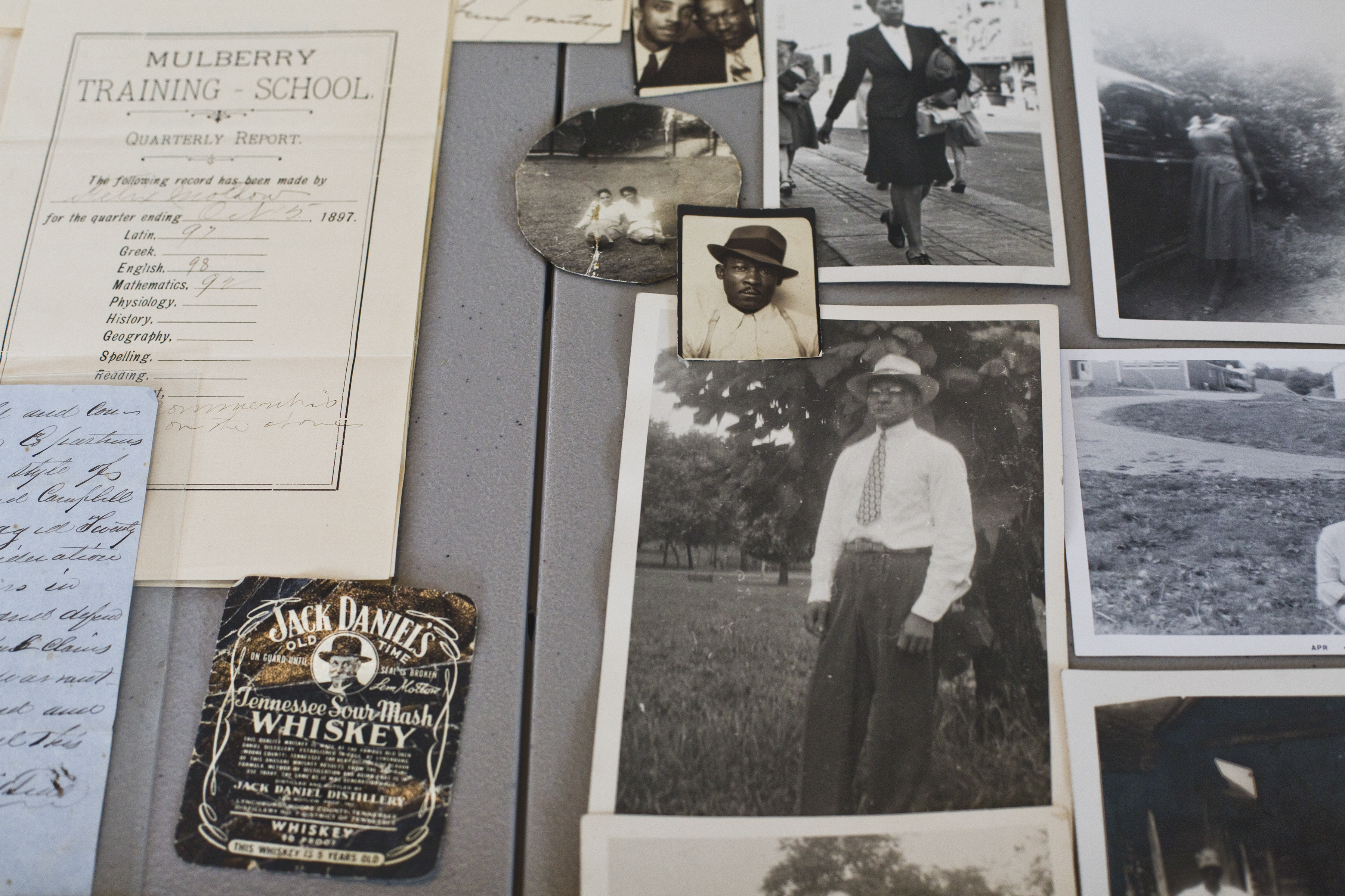 Photos and other items of family history that Fawn Weaver collected from Annabelle Mammie Green, a granddaughter of Nearest Green, a slave who mentored Jack Daniel's distilling in the 1880s, in Lynchburg, Tenn., June 21, 2017. Jack Daniel's whiskey owner Brown-Forman now officially recognizes Green as the liquor's first master distiller. (Nathan Morgan/The New York Times)