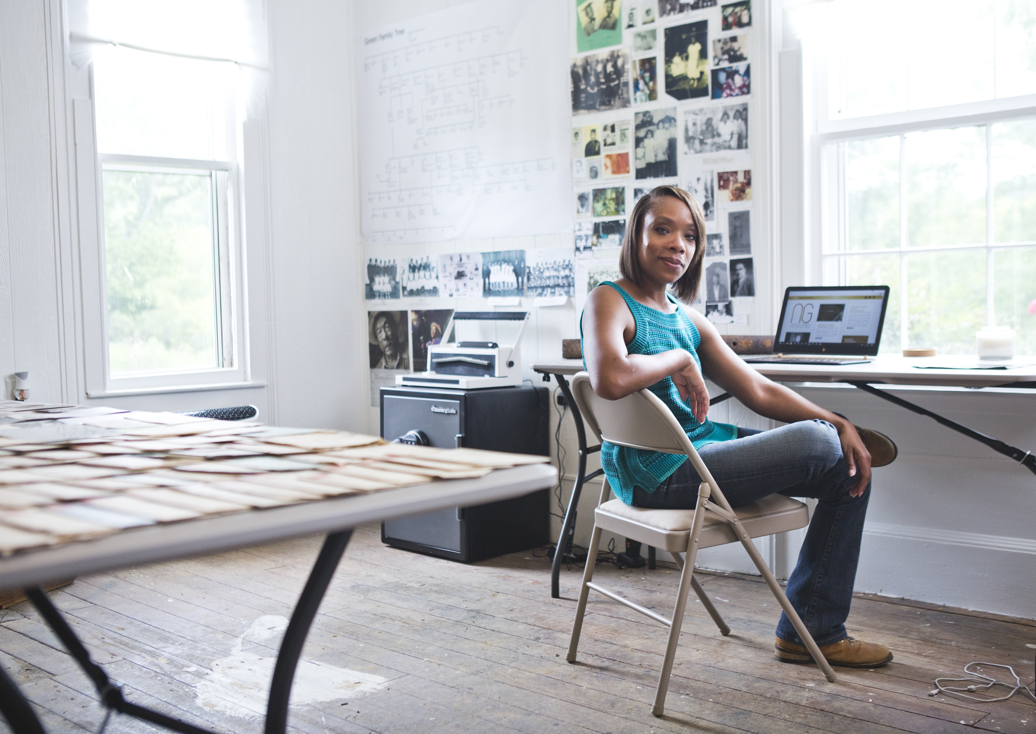 Fawn Weaver amidst her research on Nearest Green, the Tennessee slave who taught Jack Daniel how to make whiskey, in Lynchburg, Tenn., June 21, 2017. Weaver, a real estate investor and author, is on a mission to ensure that Green is properly recognized. (Nathan Morgan/The New York Times)