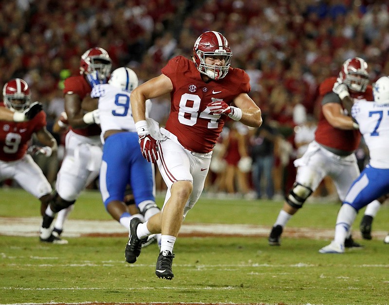 Alabama junior tight end Hale Hentges has been going up against the Crimson Tide's defensive ends and outside linebackers this month in practice, which he believes will have him ready for the season.