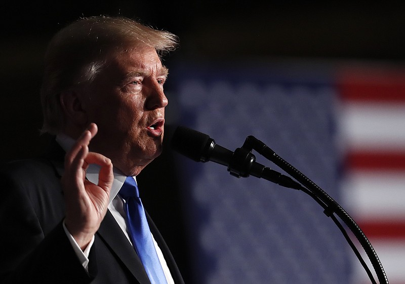 
              President Donald Trump speaks at Fort Myer in Arlington Va., Monday, Aug. 21, 2017, during a Presidential Address to the Nation about a strategy he believes will best position the U.S. to eventually declare victory in Afghanistan. (AP Photo/Carolyn Kaster)
            