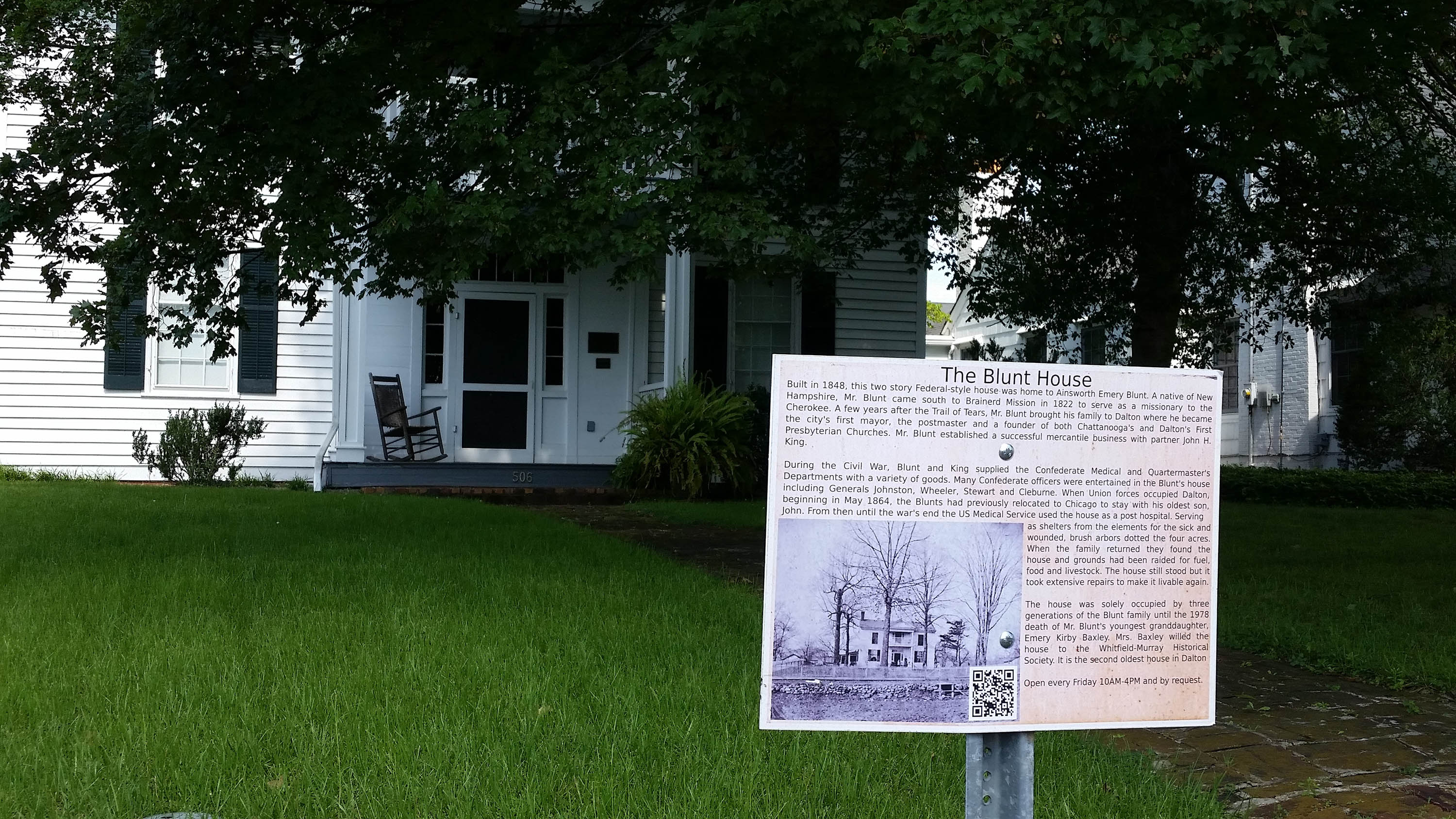 The Blunt House is the oldest two-story house in Dalton, Ga., and was used as a hospital during the Civil War.