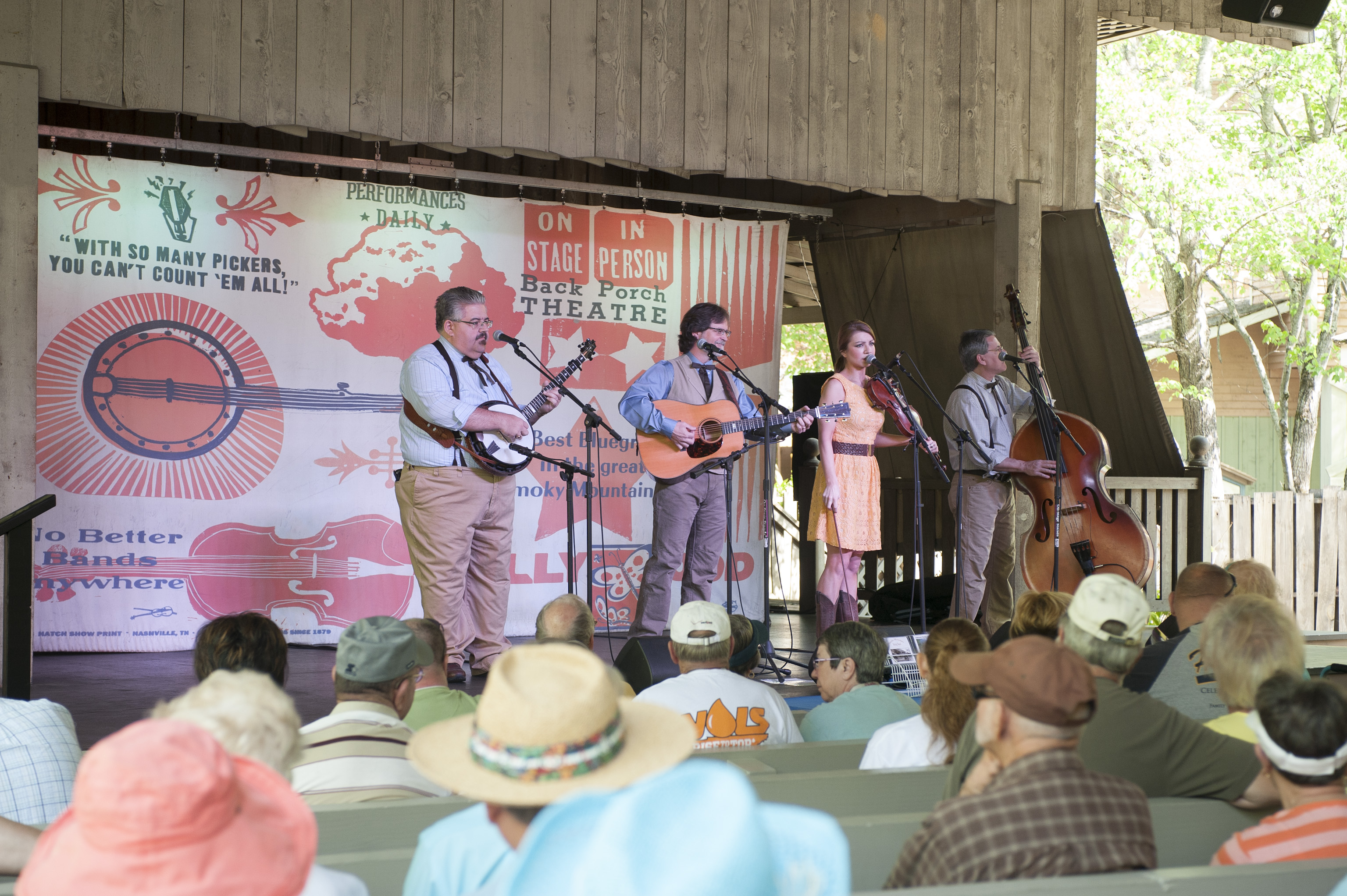 A mountain string band performs at Dollywood.
