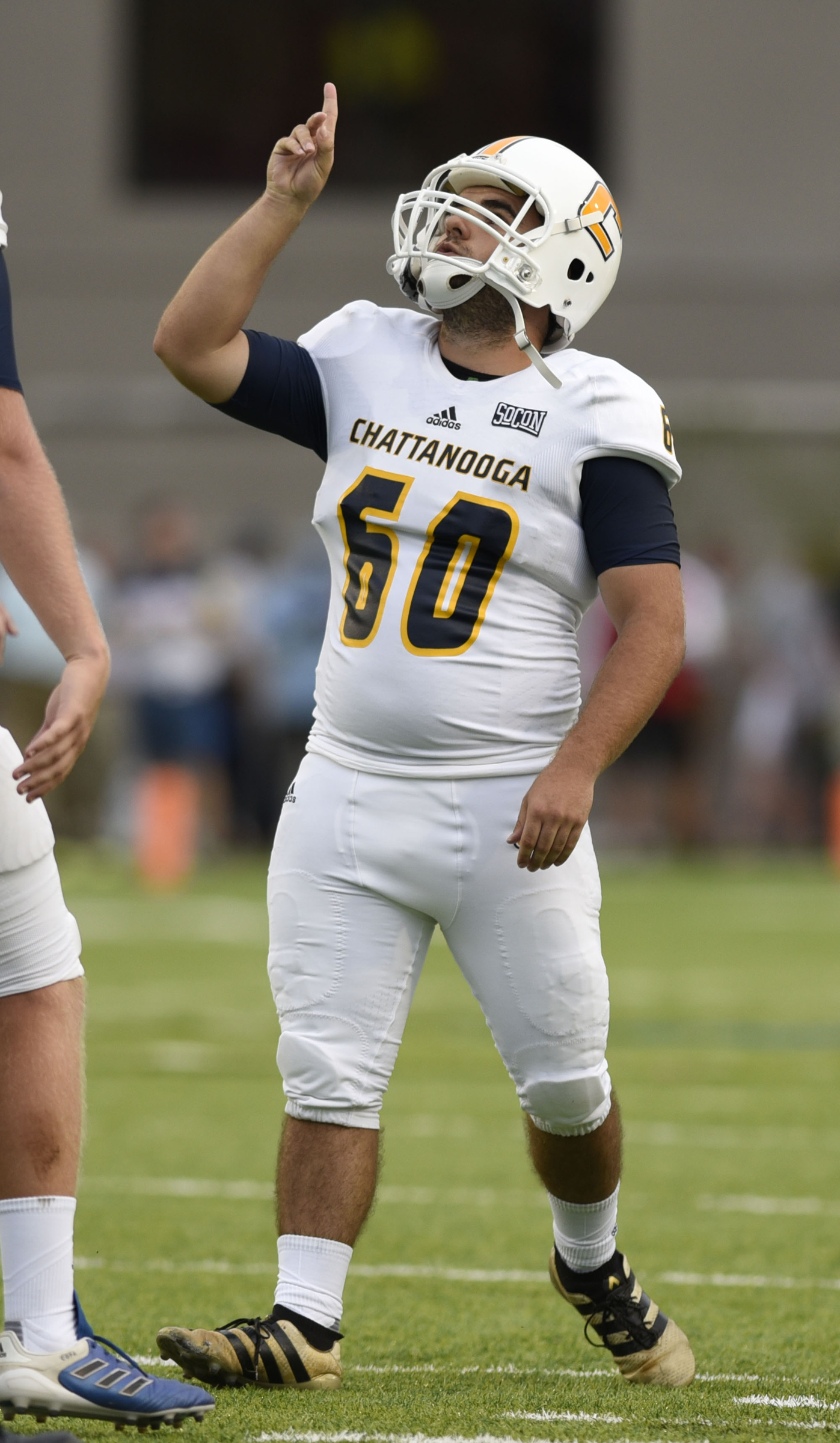 UTC kicker Victor Ulmo celebrates his first field goal. The University of Chattanooga Mocs met the Jacksonville State Gamecocks in the Guardian Credit Union FCS Kickoff at the Carmton Bowl in Montgomery, Alabama on August 26, 2017.