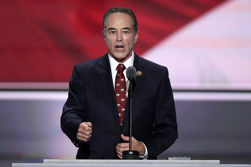 
              FILE - In this July 19, 2016 file photo, Rep. Chris Collins, R-NY. speaks in Cleveland. The House Ethics Committee says it is investigating Collins. In January, the advocacy group Public Citizen filed a request for an investigation of possible insider trading. The House panel said Monday, Aug. 28, 2017, it needs more time to review a report submitted last month by the Independent Office of Congressional Ethics. (AP Photo/J. Scott Applewhite, File)
            