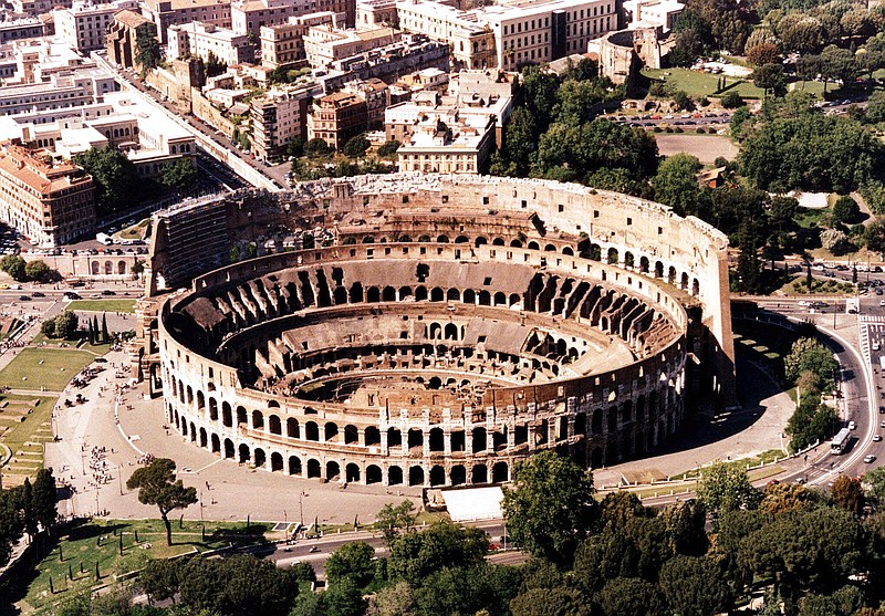 This undated file photo shows an aerial view of Rome's Colosseum. (AP Photo/File)