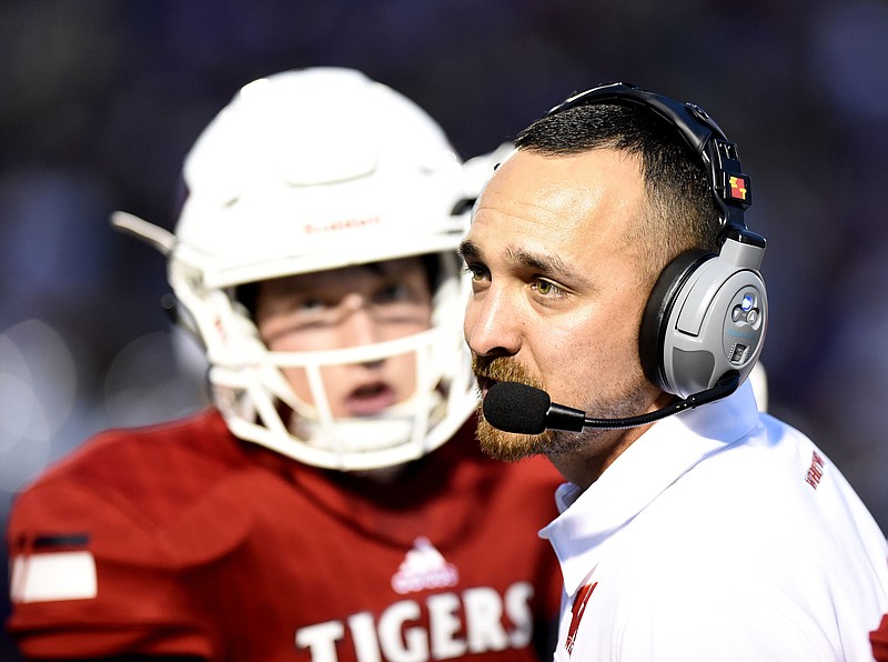 Whitwell head coach Randall Boldin talks to his players. The Sequatchie Valley Football Jamboree was held at Sequatchie Valley High School In Dunlap on August 11, 2017.