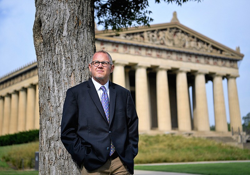 Dr. Stephen Loyd, assistant commissioner for Tennessee Substance Abuse Services poses for a portrait at the Parthenon in Centennial Park in Nashville, Tenn., Wednesday, Aug. 30, 2017. Lacy Atkins / The Tennessean