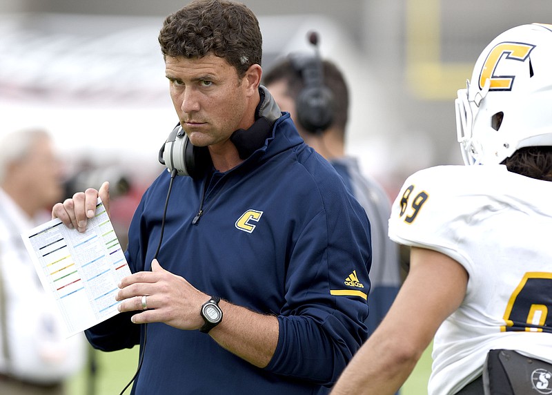 Tom Arth is in his first year as UTC's head coach.  The University of Chattanooga Mocs met the Jacksonville State Gamecocks in the Guardian Credit Union FCS Kickoff at the Carmton Bowl in Montgomery, Alabama on August 26, 2017.