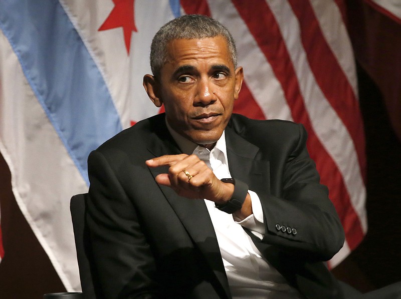 FILE - In this April 24, 2017, file photo, former President Barack Obama speaks at the University of Chicago in Chicago. Obama said President Donald Trump's decision to roll back 'dreamers' program is 'cruel' and 'self-defeating.' (AP Photo/Charles Rex Arbogast, File)