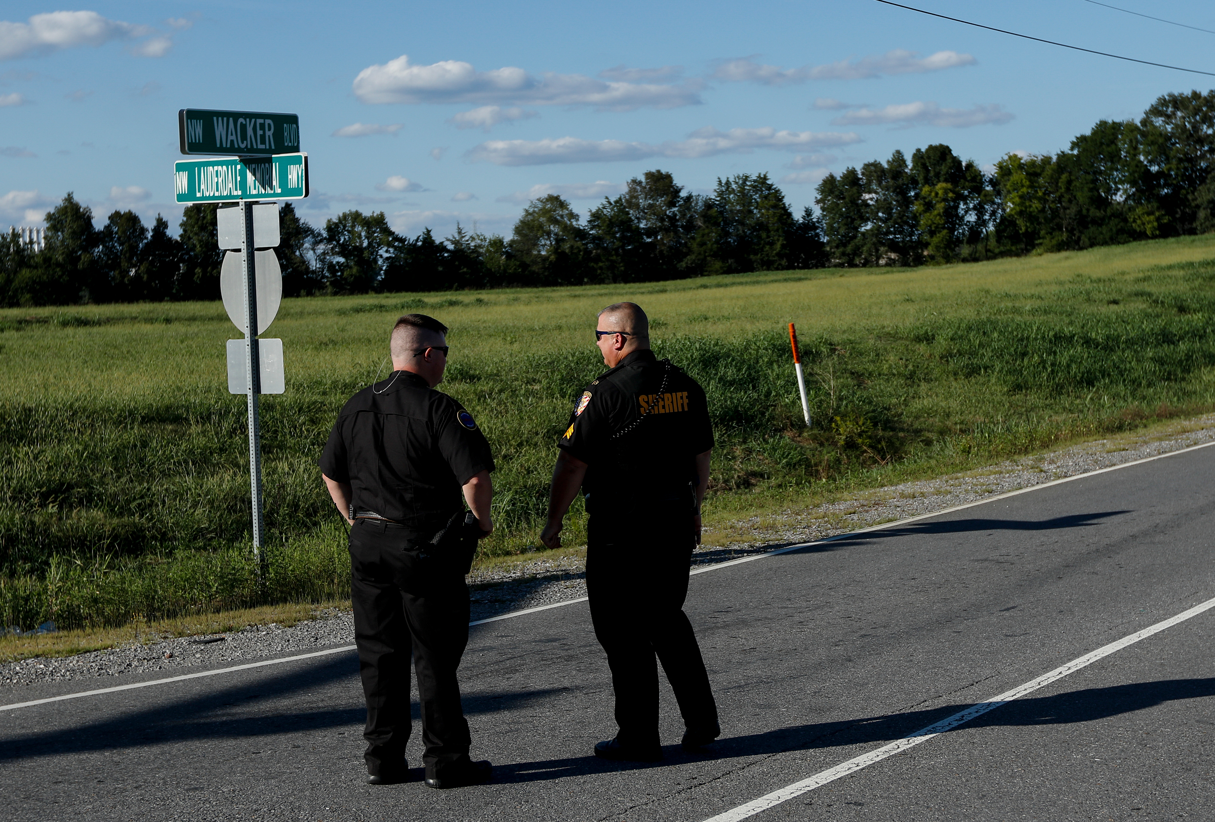 Bradley County deputies block Wacker Boulevard after an explosion at the Wacker polysilicon chemical plant released a hydrogen chemical gas on Thursday, Sept. 7, 2017, in Charleston, Tenn.