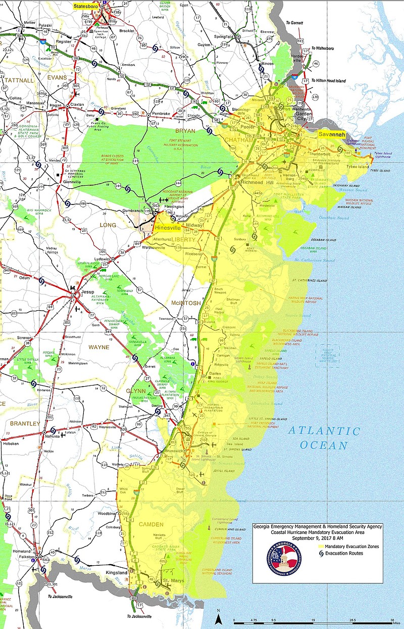 Georgia mandatory evacuation zones. 