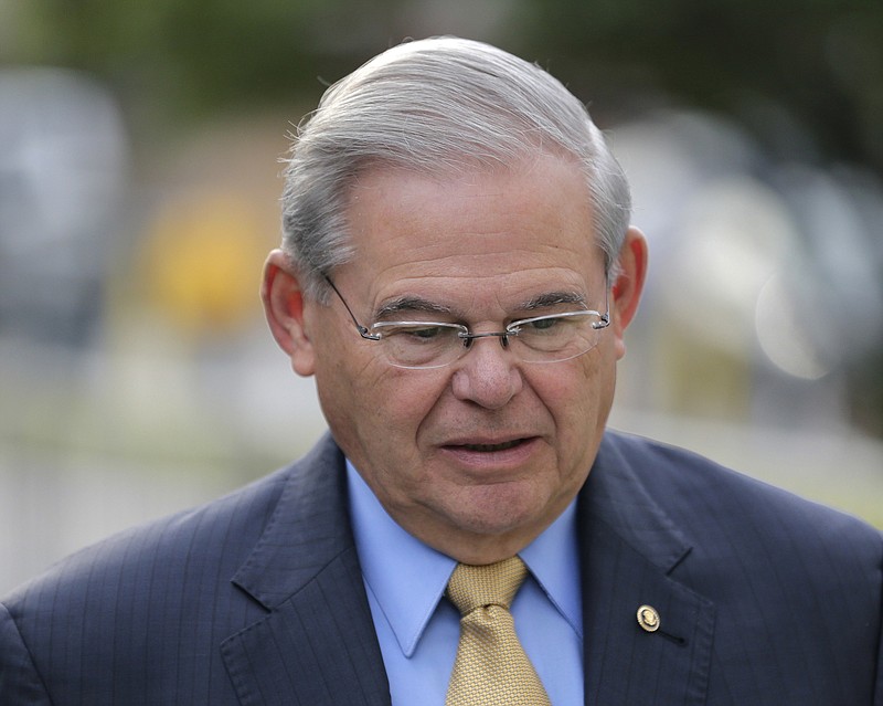 Sen. Bob Menendez, D-N.J., was downcast as he arrived at court for his federal corruption trial in Newark, N.J., last week.