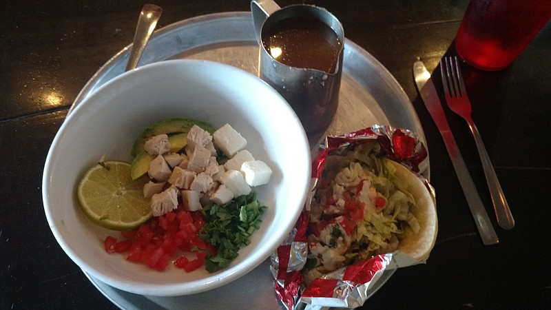 Chicken tortilla soup paired with a California club taco.