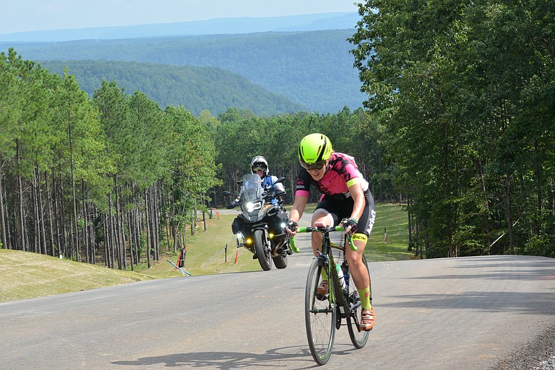 Heather Nelson from the Nunchuck Bunnies cycling club in Mississippi competes in the Jasper Highlands Classic last month. She was the women's 1-3 time trial winner and finished second in the circuit race and criterium.