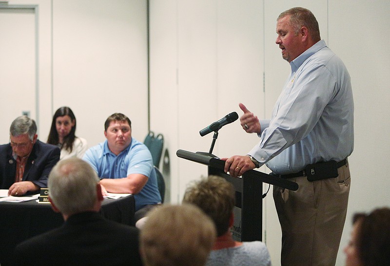 In this 2017 staff file photo, Catoosa County Sheriff Gary Sisk speaks during a work session at the Catoosa County Colonnade in Ringgold, Ga.