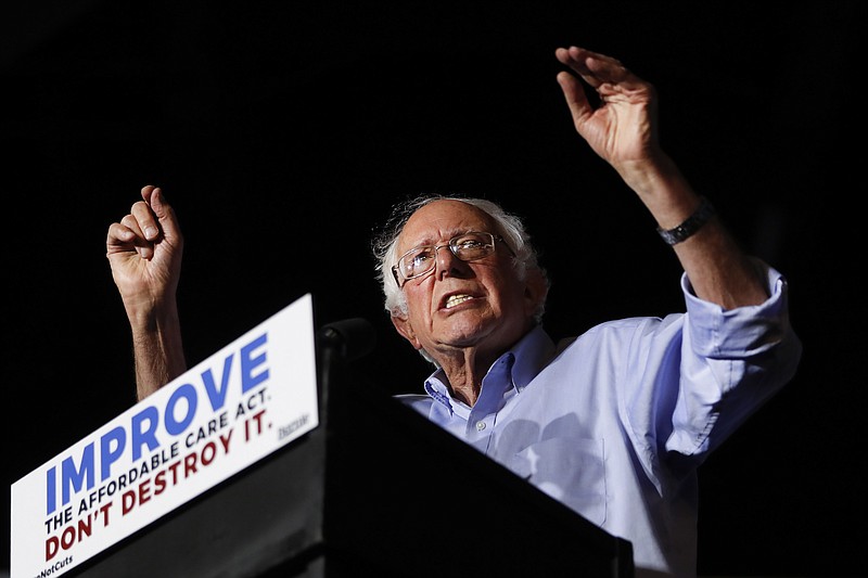 Sen. Bernie Sanders, I-Vt., rails on about government health care at a July gathering.