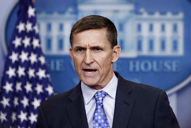 
              FILE - In this Feb. 1, 2017, file photo, National Security Adviser Michael Flynn speaks during the daily news briefing at the White House, in Washington. The family of former national security adviser Flynn has established a legal defense fund for him as he is scrutinized by investigators looking into Russia's meddling in the 2016 election. (AP Photo/Carolyn Kaster, File)
            