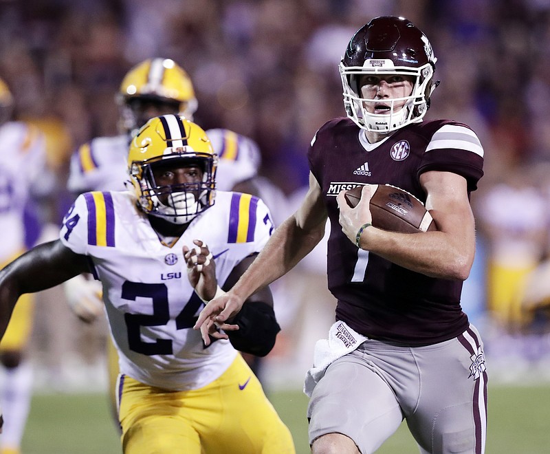 Mississippi State quarterback Nick Fitzgerald threw for two touchdowns and ran for two scores during last Saturday night's 37-7 bludgeoning of LSU.