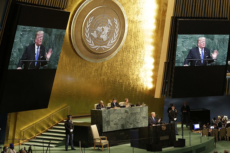 
              United States President Donald Trump speaks during the United Nations General Assembly at U.N. headquarters, Tuesday, Sept. 19, 2017. (AP Photo/Seth Wenig)
            