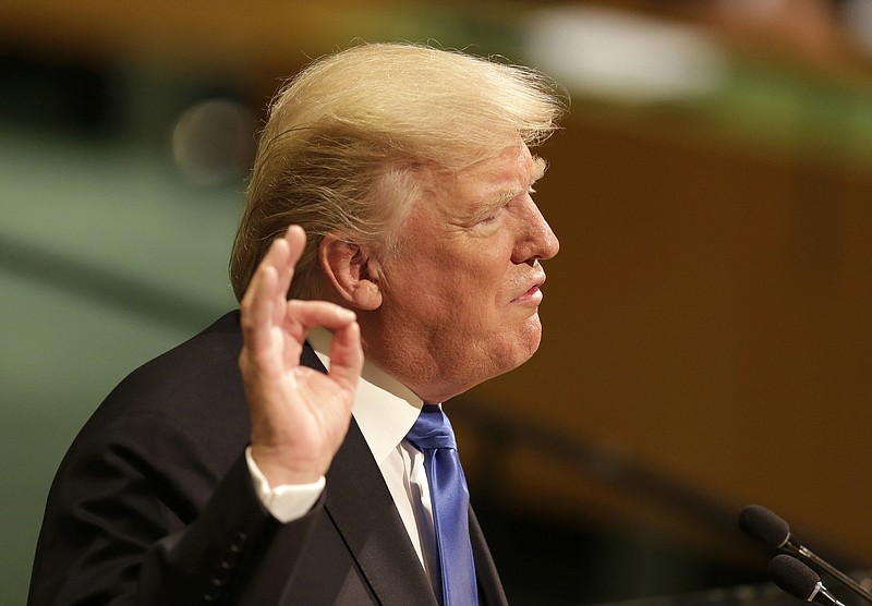
              United States President Donald Trump speaks during the United Nations General Assembly at U.N. headquarters, Tuesday, Sept. 19, 2017. (AP Photo/Seth Wenig)
            