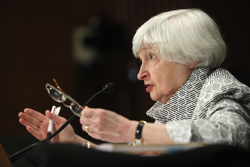 
              FILE - In this Thursday, July 13, 2017, file photo, Federal Reserve Chair Janet Yellen testifies on Capitol Hill in Washington, before the Senate Banking Committee. On Wednesday, Sept. 20, 2017, the Federal Reserve releases its latest monetary policy statement after a two-day meeting. (AP Photo/Pablo Martinez Monsivais, File)
            