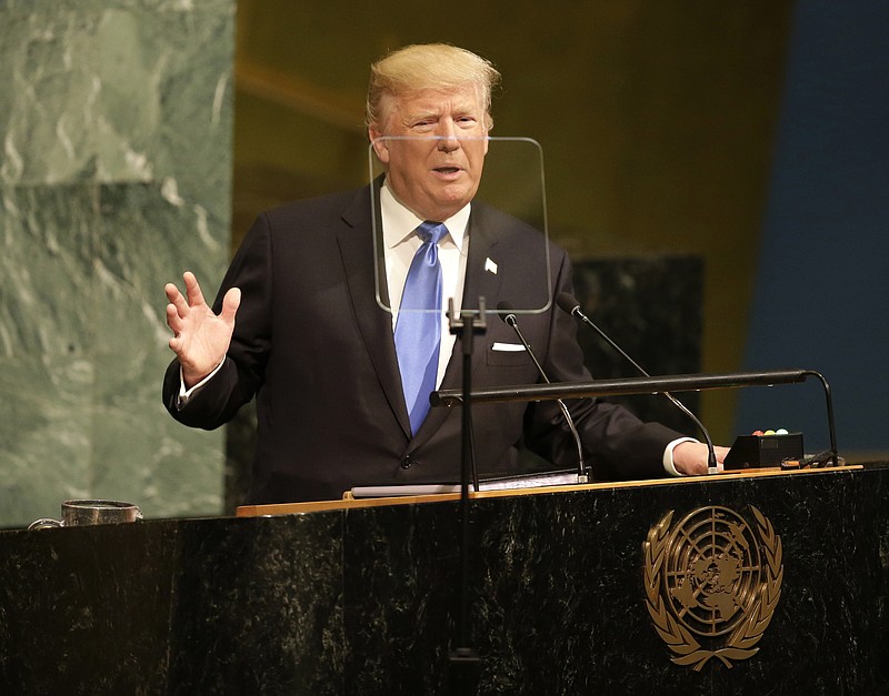 
              United States President Donald Trump speaks during the United Nations General Assembly at U.N. headquarters, Tuesday, Sept. 19, 2017. (AP Photo/Seth Wenig)
            