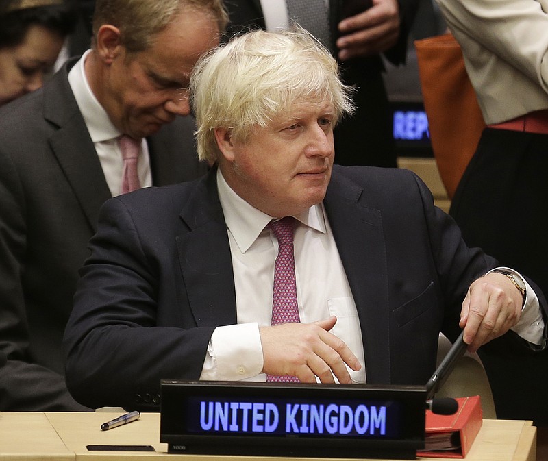 
              British Foreign Secretary Boris Johnson attends a meeting during the United Nations General Assembly at U.N. headquarters, Monday, Sept. 18, 2017. (AP Photo/Seth Wenig)
            