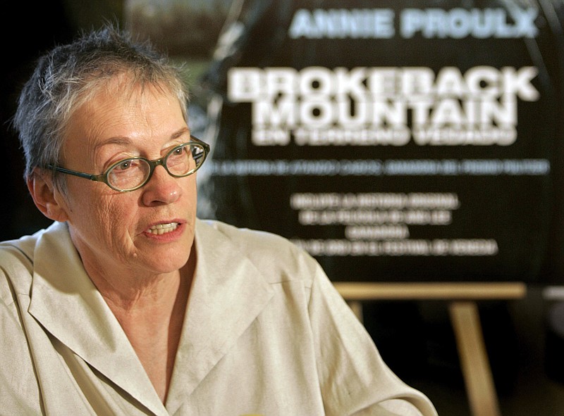 
              FILE - In this Jan. 26, 2006, file photo, writer Annie Proulx speaks at a news conference in Madrid. Proulx, whose works range from “Brokeback Mountain” to the Pulitzer Prize-winning novel “The Shipping News,” will receive a National Book Award for lifetime achievement. (AP Photo/Daniel Ochoa de Olza, File)
            