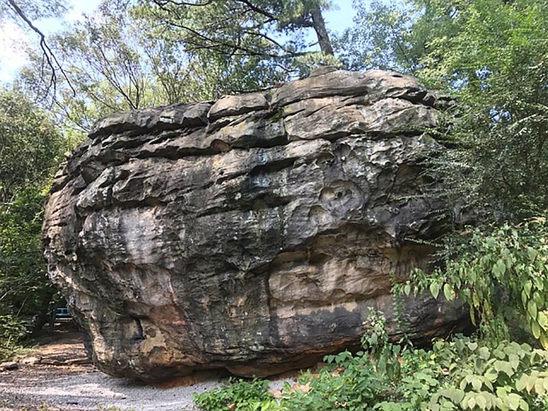 The Bouldering Park on Old Wauhatchie Pike opened its first five boulders to climbers Oct. 1. Once completed, the new park just minutes from downtown will boast 26 boulders. Picture here is "She's a grand boulder."